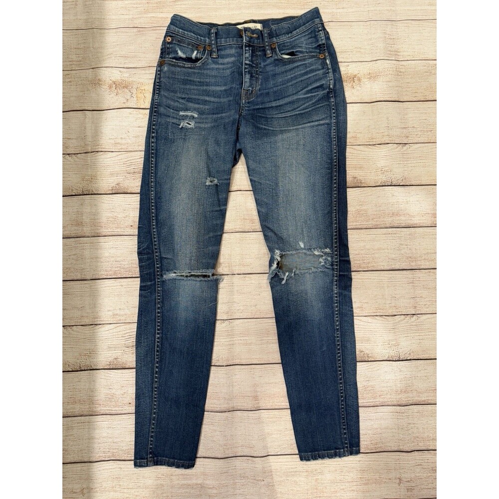 Madewell High Riser Skinny Jeans Women's Medium Blue Distressed Denim 26